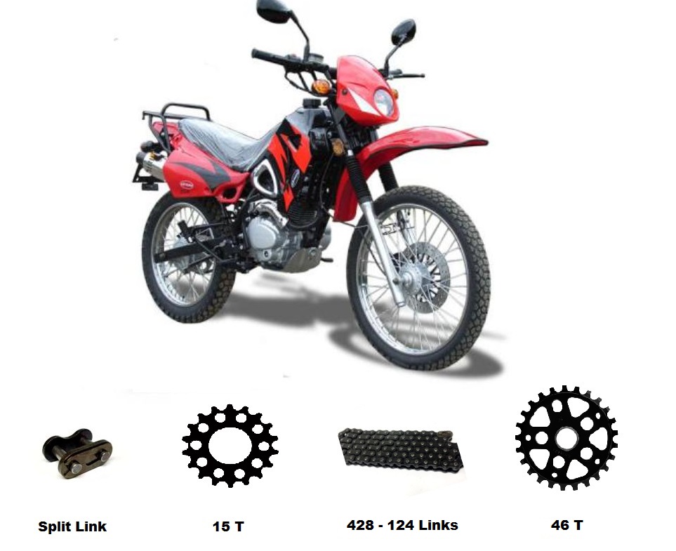Chain & Sprockets Set BLACK to fit Kinroad Explorer XT125 GY